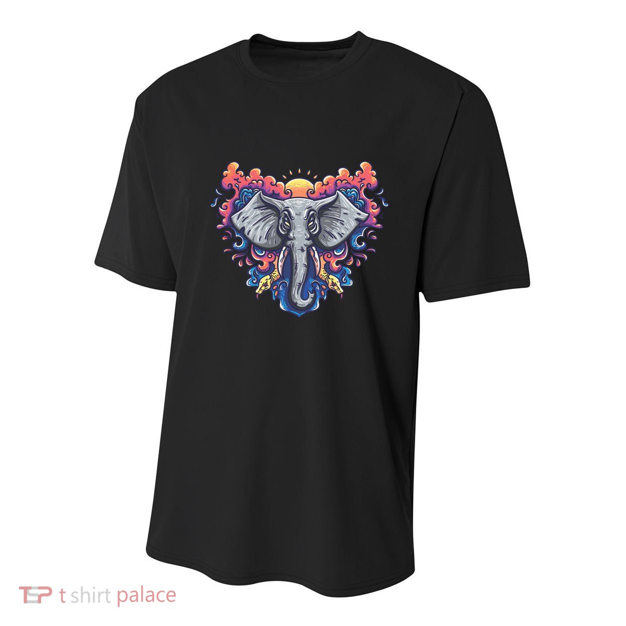 Illustration Of An Elephant Sunrise Youth Performance Sprint T-Shirt