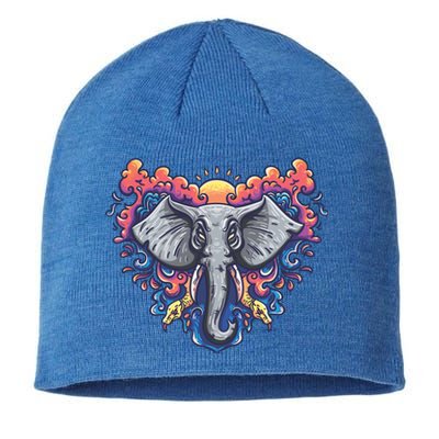 Illustration Of An Elephant Sunrise Sustainable Beanie