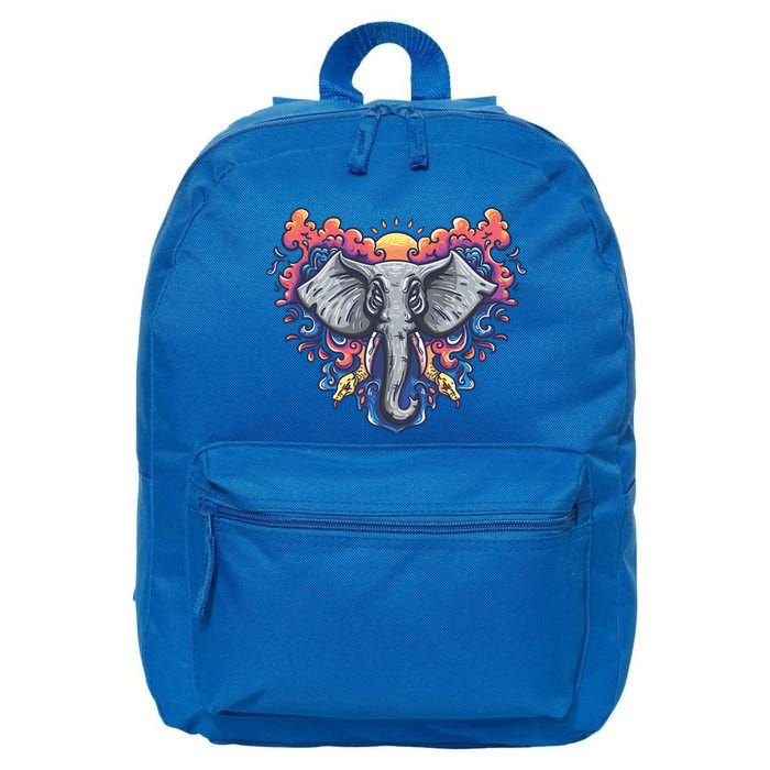 Illustration Of An Elephant Sunrise 16 in Basic Backpack