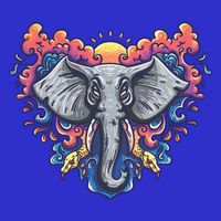 Illustration Of An Elephant Sunrise 16 in Basic Backpack