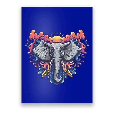 Illustration Of An Elephant Sunrise Poster
