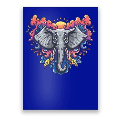 Illustration Of An Elephant Sunrise Poster