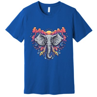Illustration Of An Elephant Sunrise Premium T-Shirt