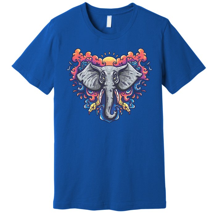 Illustration Of An Elephant Sunrise Premium T-Shirt