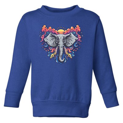 Illustration Of An Elephant Sunrise Toddler Sweatshirt