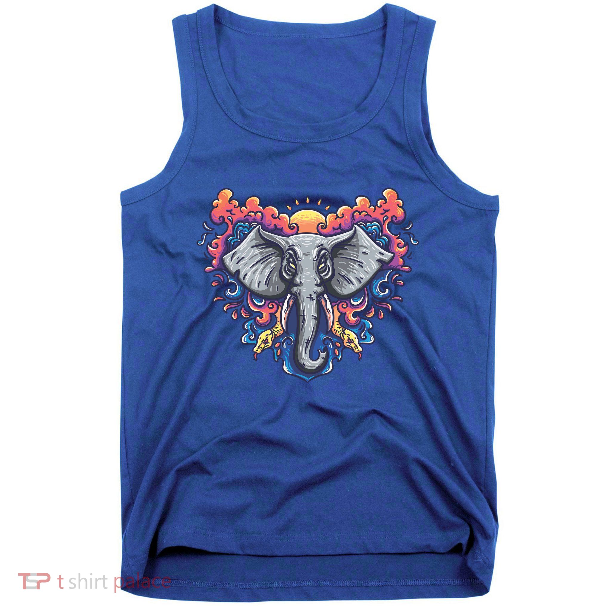 Illustration Of An Elephant Sunrise Tank Top