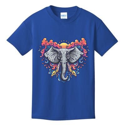 Illustration Of An Elephant Sunrise Kids T-Shirt