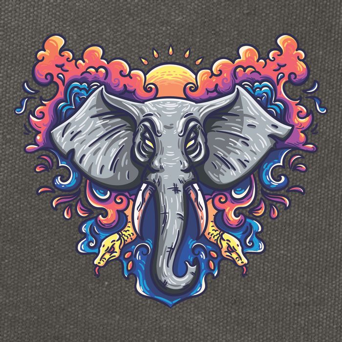 Illustration Of An Elephant Sunrise Cotton Canvas Backpack