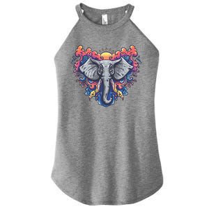 Illustration Of An Elephant Sunrise Women's Perfect Tri Rocker Tank