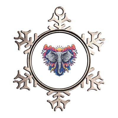 Illustration Of An Elephant Sunrise Metallic Star Ornament