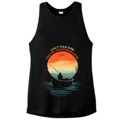 IM On Another Line Fisherman Angler Kayak Fishing Pun Ladies PosiCharge Tri-Blend Wicking Tank