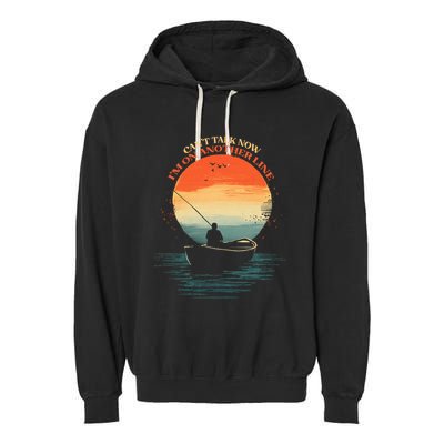 IM On Another Line Fisherman Angler Kayak Fishing Pun Garment-Dyed Fleece Hoodie