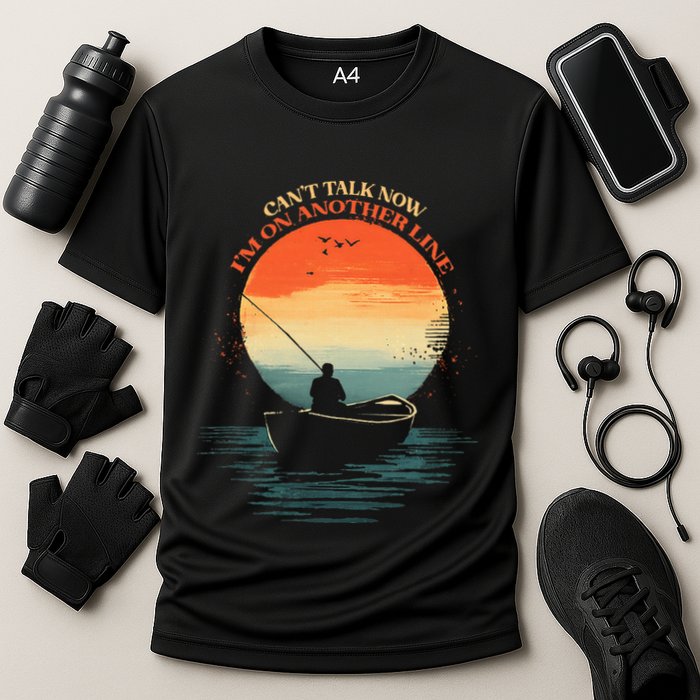 IM On Another Line Fisherman Angler Kayak Fishing Pun Cooling Performance Crew T-Shirt