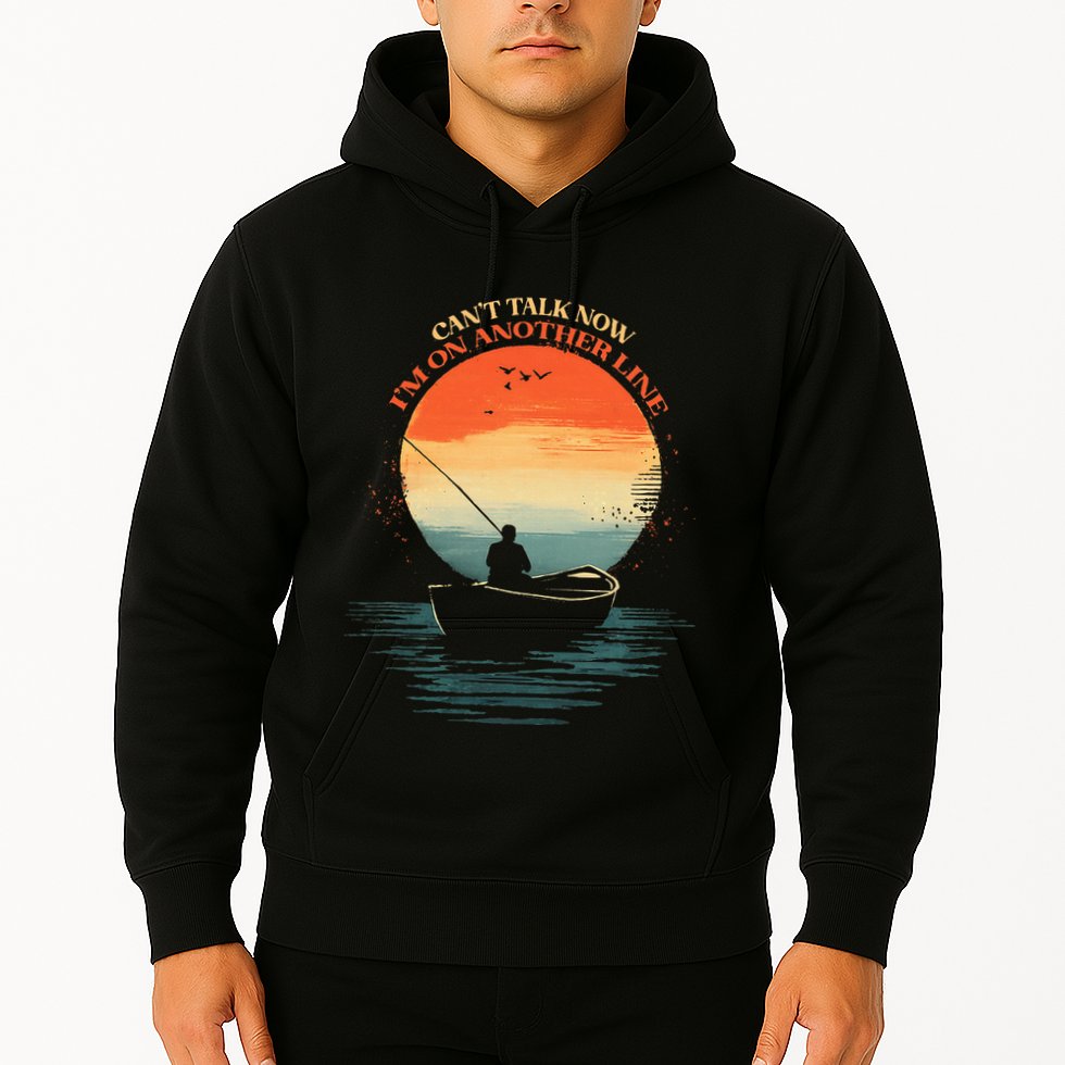 IM On Another Line Fisherman Angler Kayak Fishing Pun Hoodie