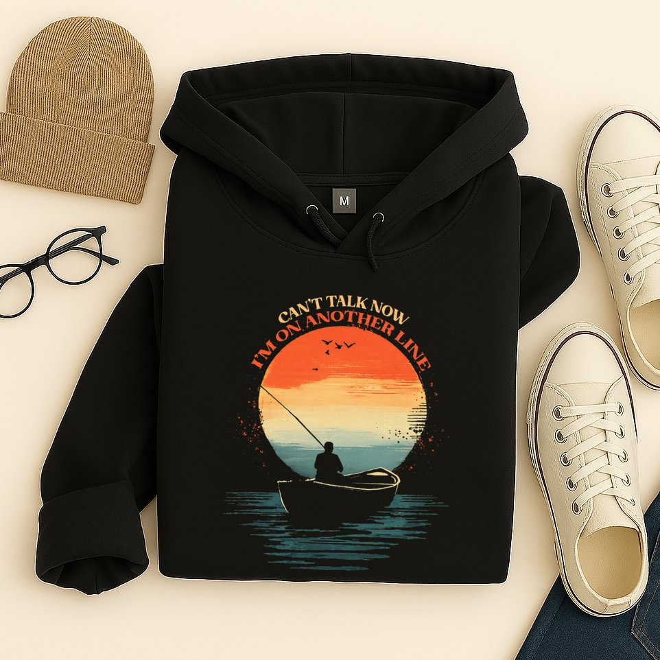 IM On Another Line Fisherman Angler Kayak Fishing Pun Hoodie