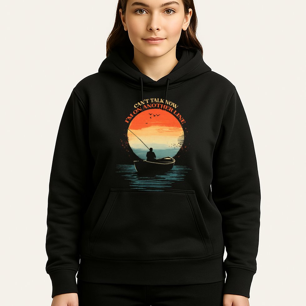 IM On Another Line Fisherman Angler Kayak Fishing Pun Hoodie
