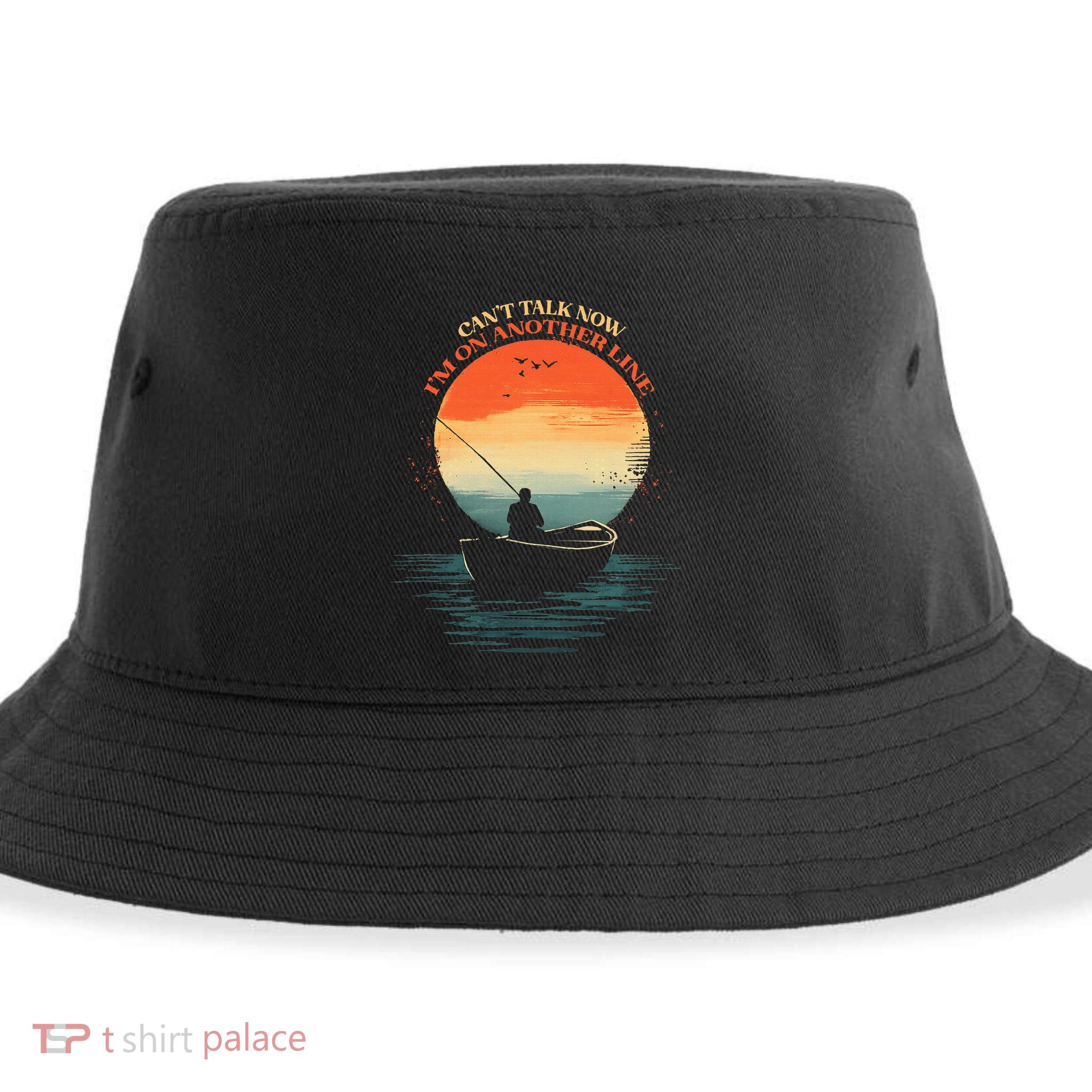 IM On Another Line Fisherman Angler Kayak Fishing Pun Sustainable Bucket Hat