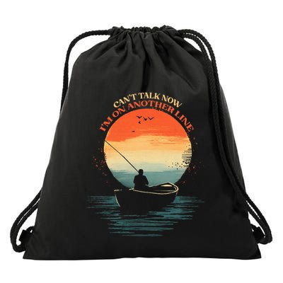 IM On Another Line Fisherman Angler Kayak Fishing Pun Drawstring Bag