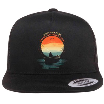IM On Another Line Fisherman Angler Kayak Fishing Pun Flatbill Hat