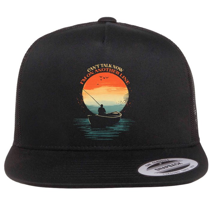 IM On Another Line Fisherman Angler Kayak Fishing Pun Flat Bill Trucker Hat