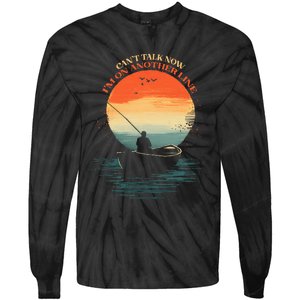 IM On Another Line Fisherman Angler Kayak Fishing Pun Tie-Dye Long Sleeve Shirt