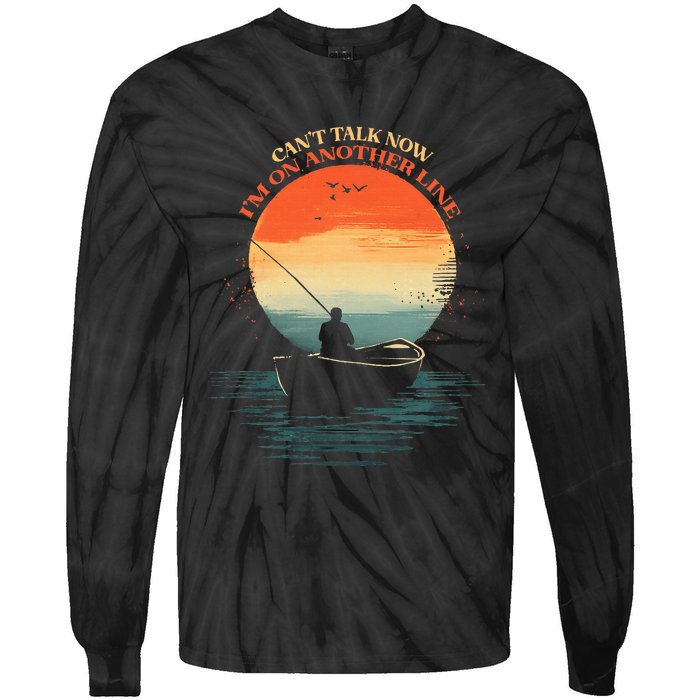 IM On Another Line Fisherman Angler Kayak Fishing Pun Tie-Dye Long Sleeve Shirt