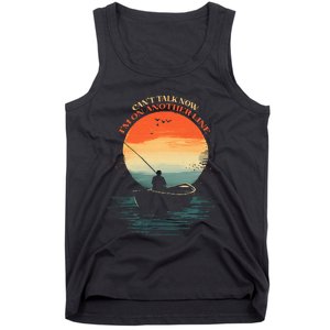 IM On Another Line Fisherman Angler Kayak Fishing Pun Tank Top