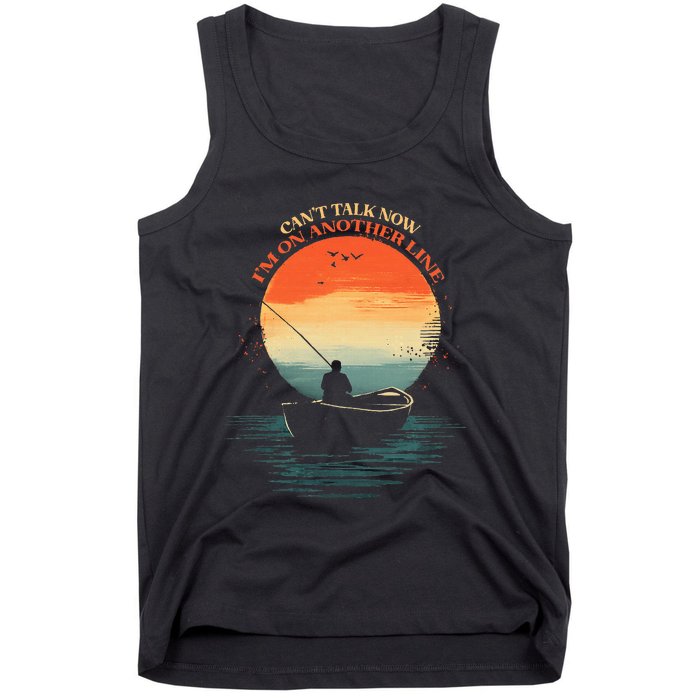 IM On Another Line Fisherman Angler Kayak Fishing Pun Tank Top