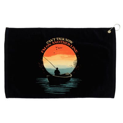 IM On Another Line Fisherman Angler Kayak Fishing Pun Grommeted Golf Towel