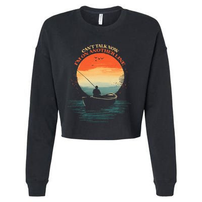 IM On Another Line Fisherman Angler Kayak Fishing Pun Cropped Pullover Crew