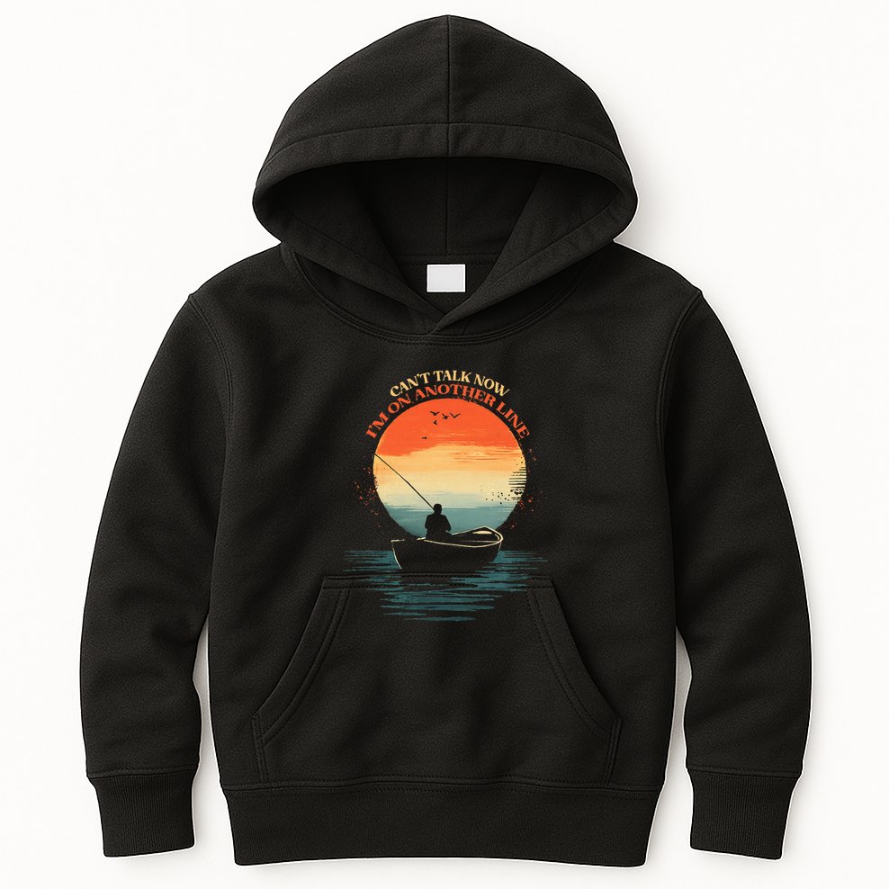 IM On Another Line Fisherman Angler Kayak Fishing Pun Kids Hoodie