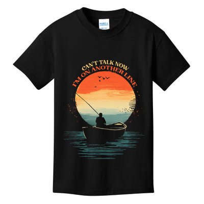 IM On Another Line Fisherman Angler Kayak Fishing Pun Kids T-Shirt