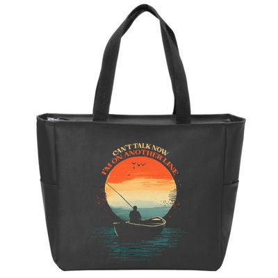 IM On Another Line Fisherman Angler Kayak Fishing Pun Zip Tote Bag
