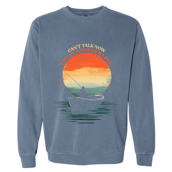IM On Another Line Fisherman Angler Kayak Fishing Pun Garment-Dyed Sweatshirt