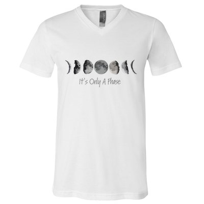 Its Only A Phase All The Phases Of The Moon V-Neck T-Shirt
