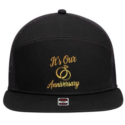 ItS Our Anniversary Shirts For Married Couples Husband Wife 7 Panel Mesh Trucker Snapback Hat