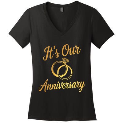 ItS Our Anniversary Shirts For Married Couples Husband Wife Women's V-Neck T-Shirt