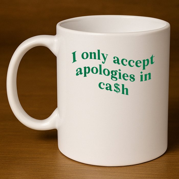 I Only Accept Apologies In Cash 11oz C Handle Ceramic Mug