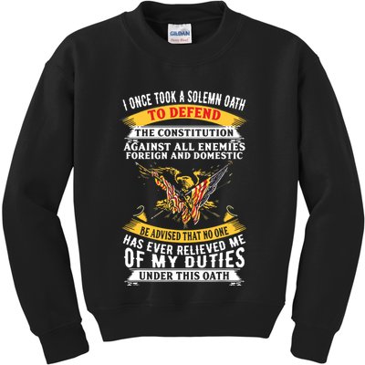 I Once A Solemn Oath To Defend The Constitution Kids Sweatshirt