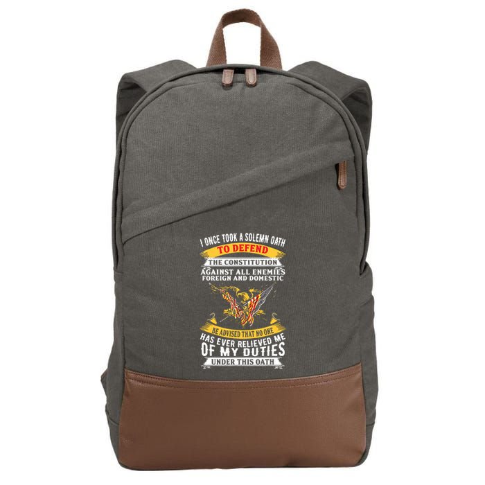 I Once A Solemn Oath To Defend The Constitution Cotton Canvas Backpack