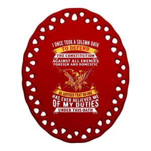 I Once A Solemn Oath To Defend The Constitution Ceramic Oval Ornament