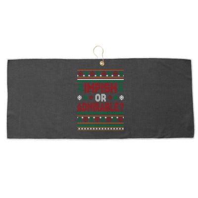 Impish Or Admirable Funny Christmas Ugly Sweater Gift Large Microfiber Waffle Golf Towel