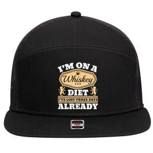 I'm On A Whiskey Diet I've Lost Three Days Already Cool Gift 7 Panel Mesh Trucker Snapback Hat