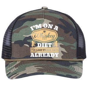 I'm On A Whiskey Diet I've Lost Three Days Already Cool Gift Retro Rope Trucker Hat Cap