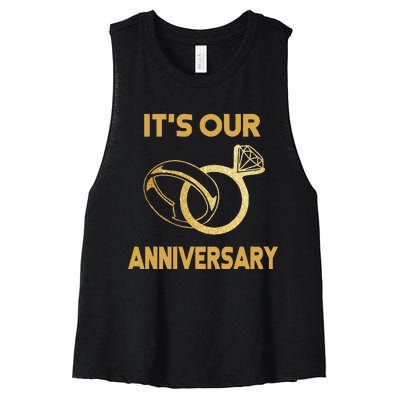 ItS Our Anniversary Wedding Love You Wife Husband Women's Racerback Cropped Tank