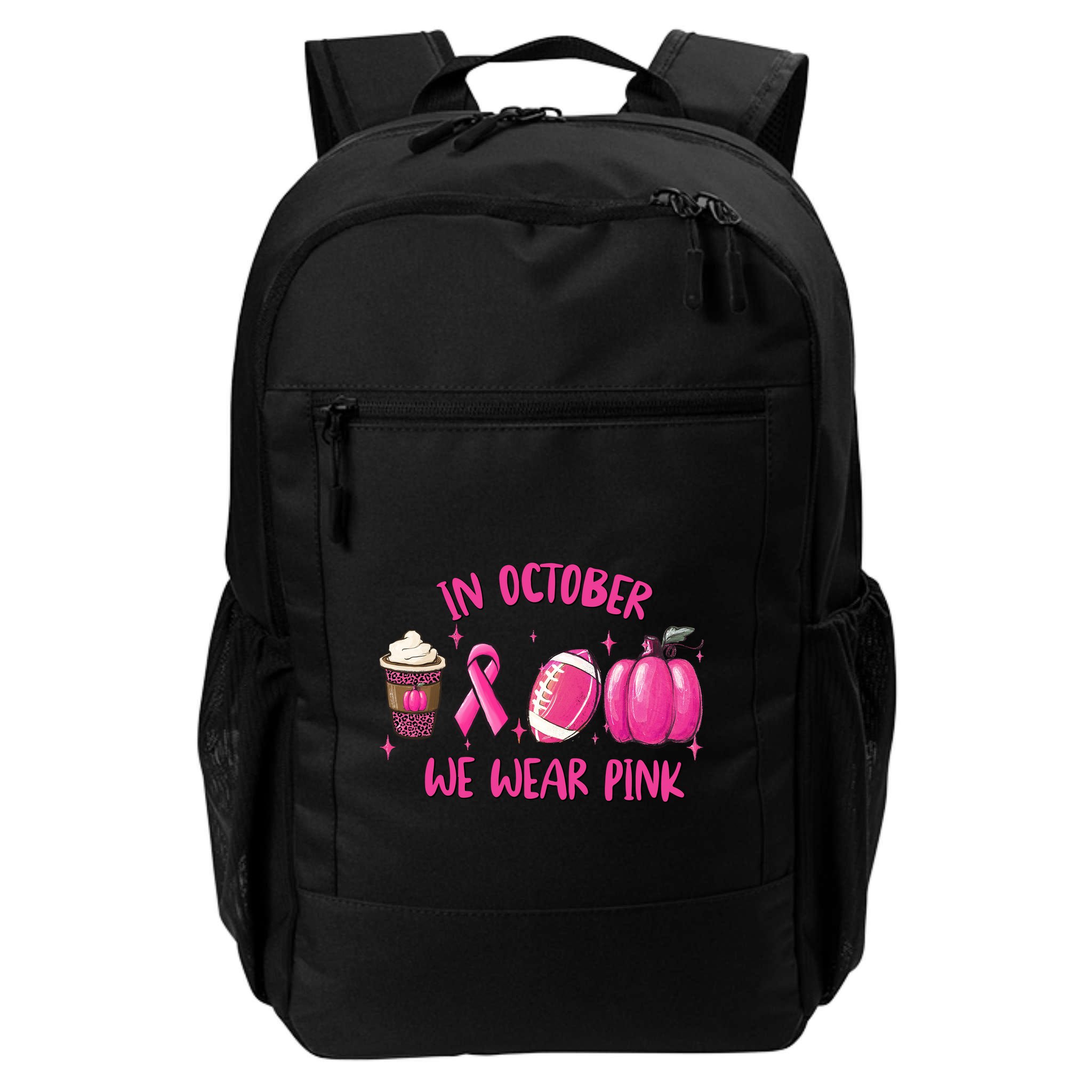 In October Breast Cancer Football Oktoberfest Halloween Backpack