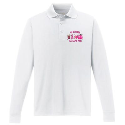 In October Breast Cancer Football Oktoberfest Halloween Performance Long Sleeve Polo