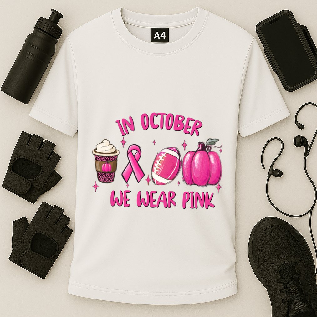In October Breast Cancer Football Oktoberfest Halloween Cooling Performance Crew T-Shirt