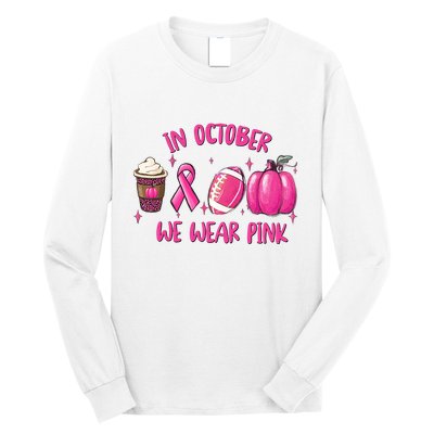 In October Breast Cancer Football Oktoberfest Halloween Long Sleeve Shirt
