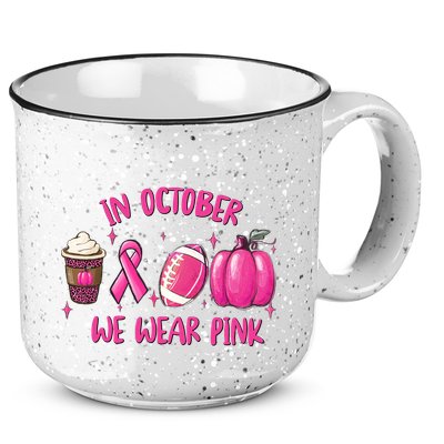 In October Breast Cancer Football Oktoberfest Halloween 15oz Campfire Ceramic Mug